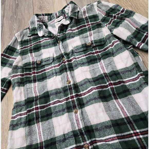 American Eagle Ahh-mazingly Soft plaid button up shirt xmas green white red xs - Picture 1 of 10